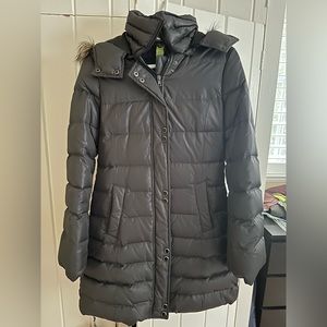 Soia and Kyo puffer jacket gray with faux fur hood XS